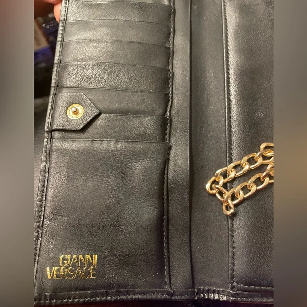 Versace Black & Yellow Floral Chain Clutch